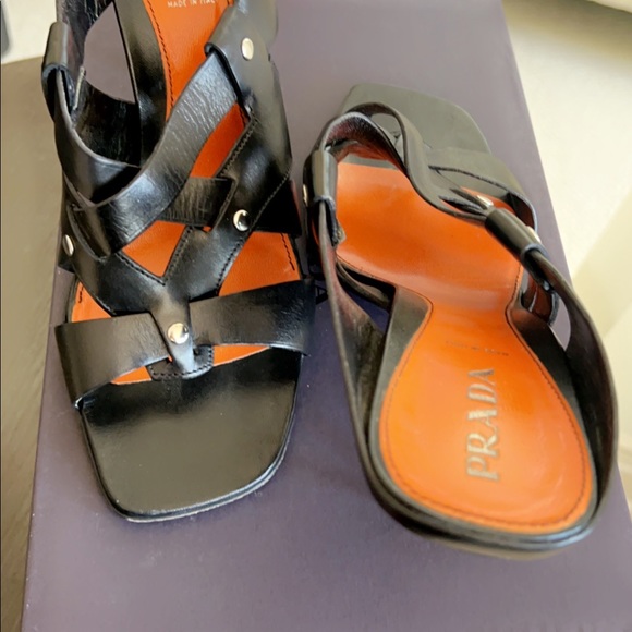 Prada Antique Deco Nero 41 Open Toes Sandal - Picture 2 of 6